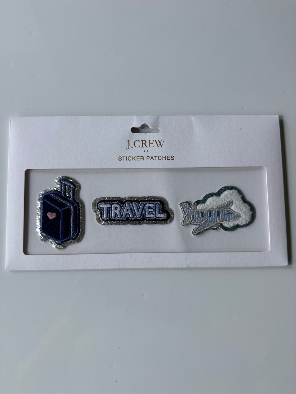 J. Crew Men's Travel Sticker Patch Set in Navy, White, and Gray